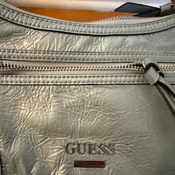 Guess Distressed Blue Metallic Chanera Mini Shoulder Bag - Picture 2 of 4